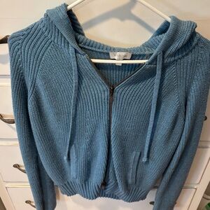 Kinross Zip Up Blue Hooded Sweater